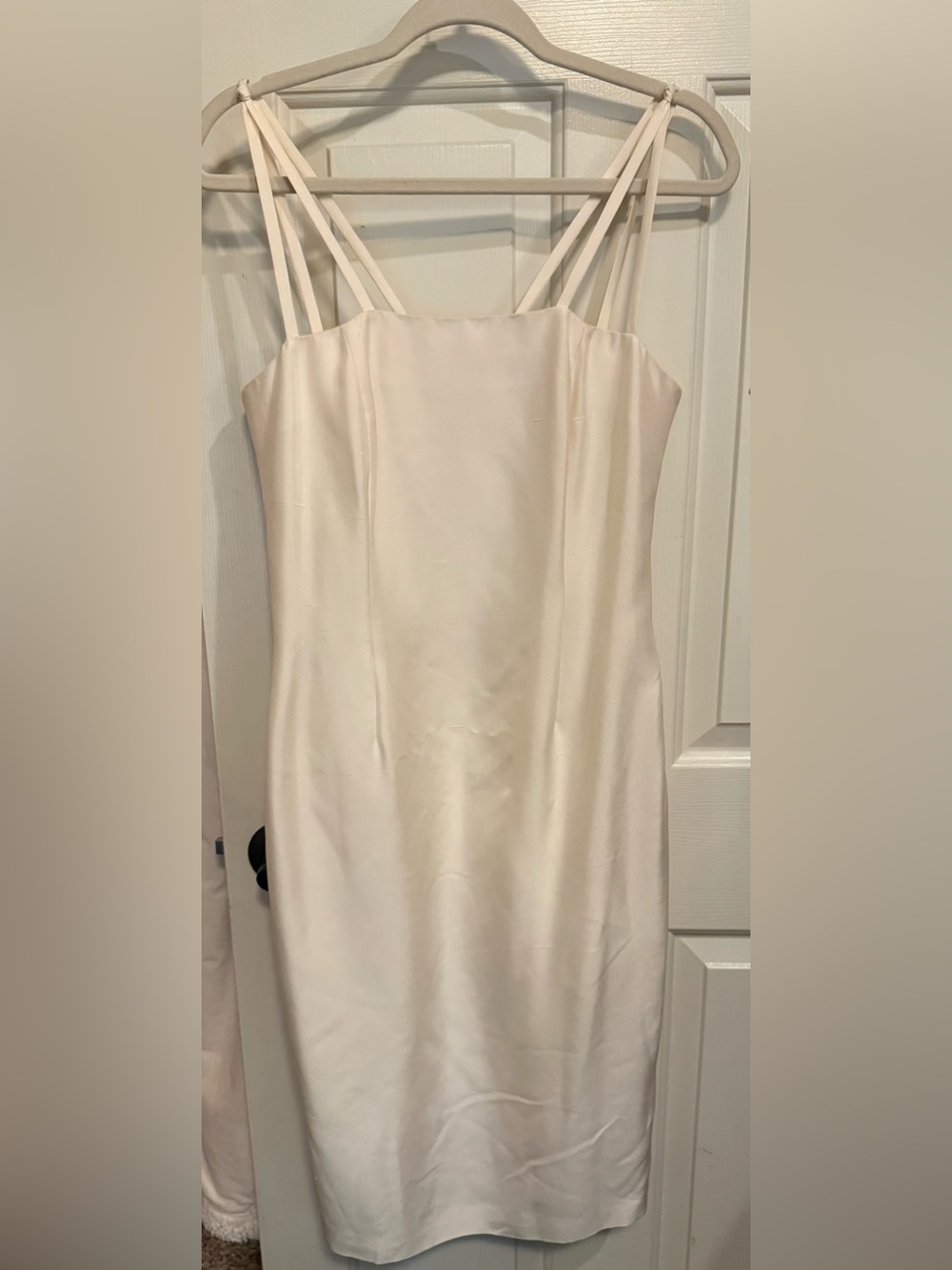 Barry Bricken 100% SILK  Double-Strap Midi Dress in Ivory
